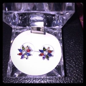 Multi color flower earrings